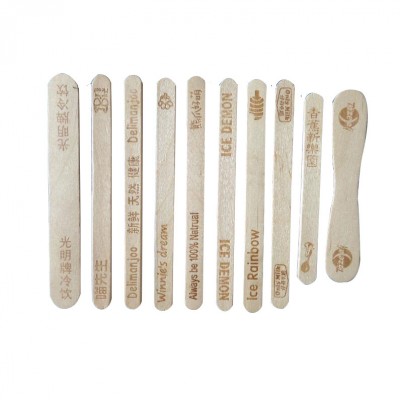 Hot sale customized logo stamp engraved wood ice cream popsicle sticks